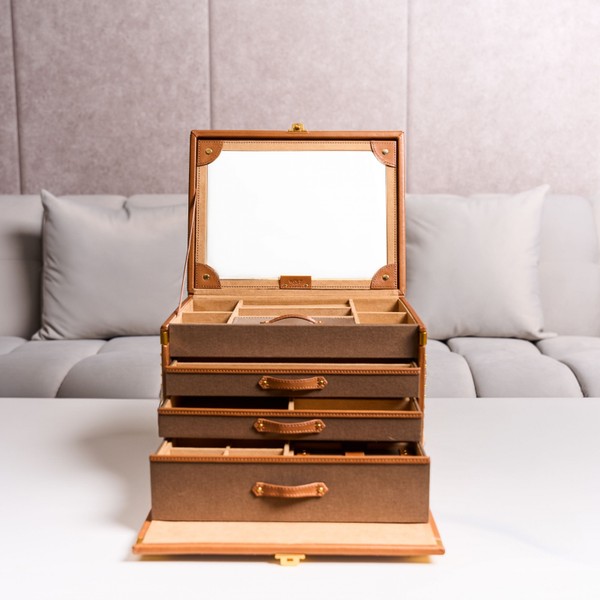 Wolf Ida Trunk Jewellery Box Khaki 190041
