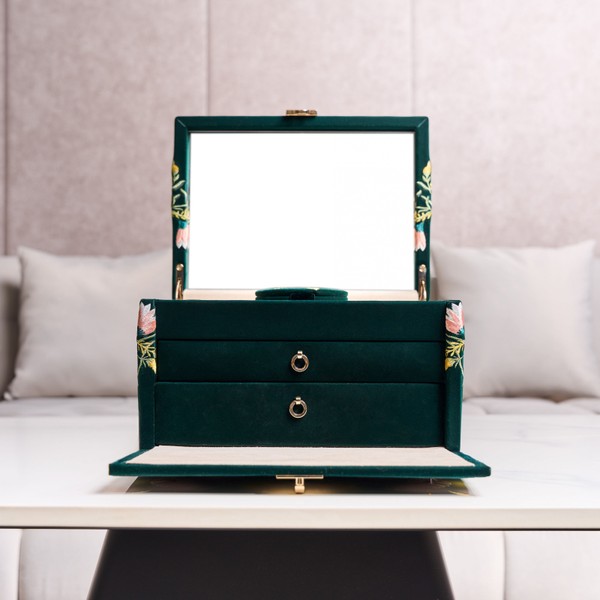 Wolf Zoe Medium Jewelry Box Forest Green 393112
