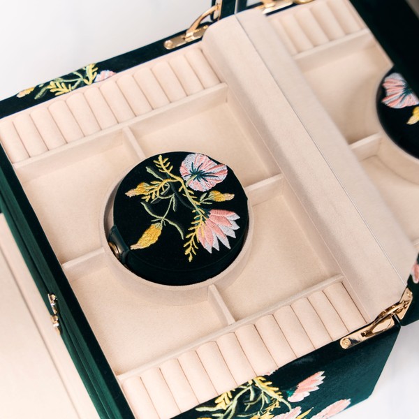 Wolf Zoe Medium Jewelry Box Forest Green 393112
