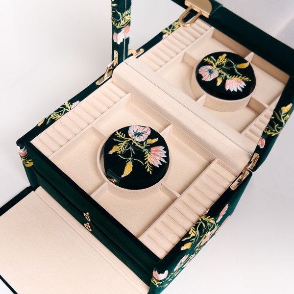 Wolf Zoe Medium Jewelry Box Forest Green 393112