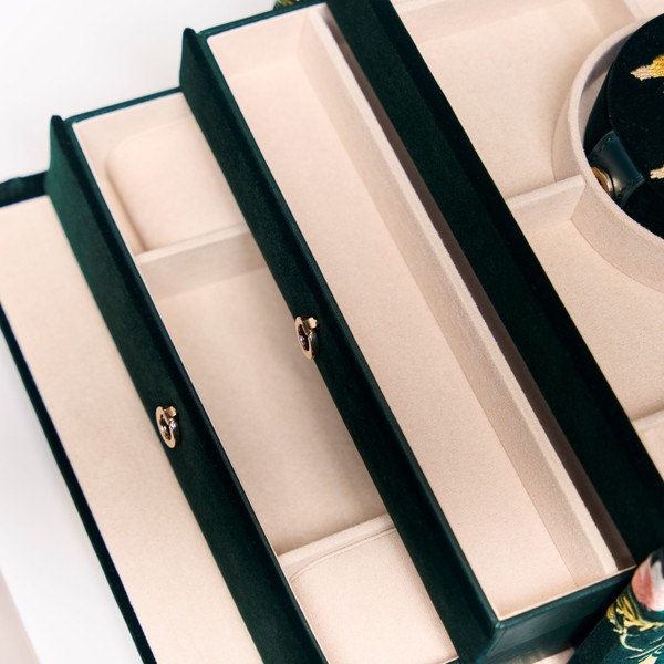 Wolf Zoe Medium Jewelry Box Forest Green 393112