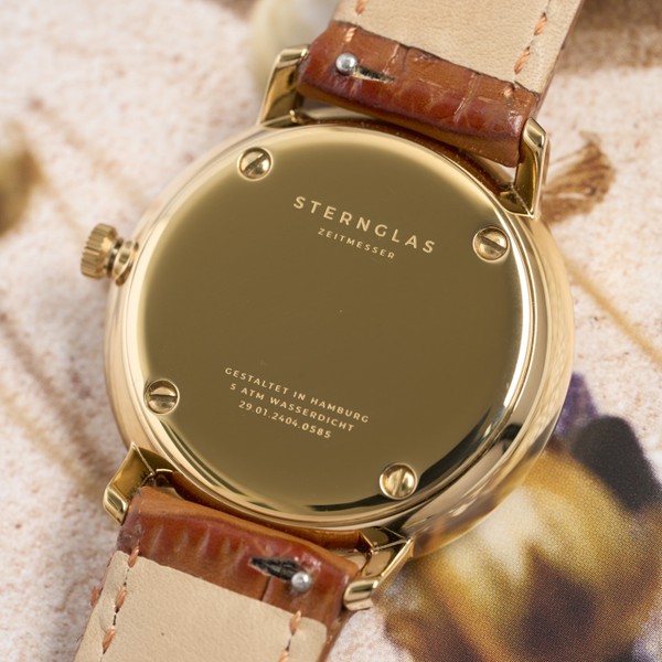 Sternglas Naos XS Gold Noble Dark Brown Leather S01-ND02-NB01 - 33mm