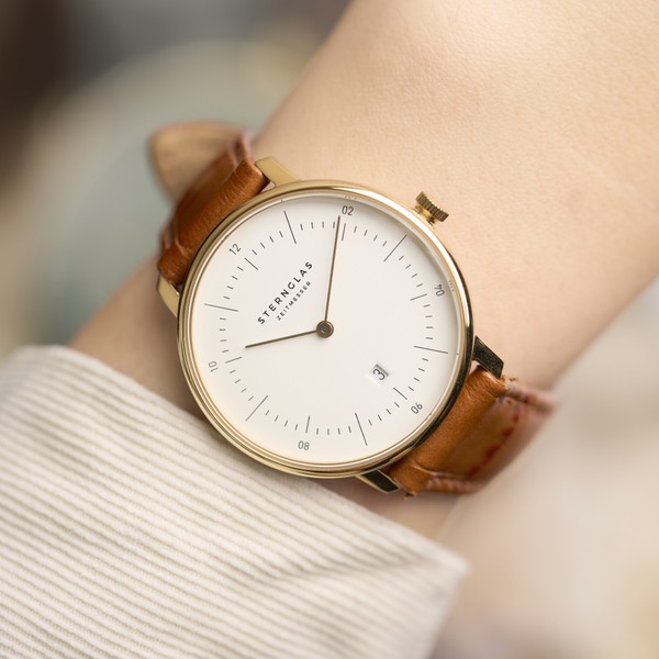 Sternglas Naos XS Gold Noble Dark Brown Leather S01-ND02-NB01 - 33mm