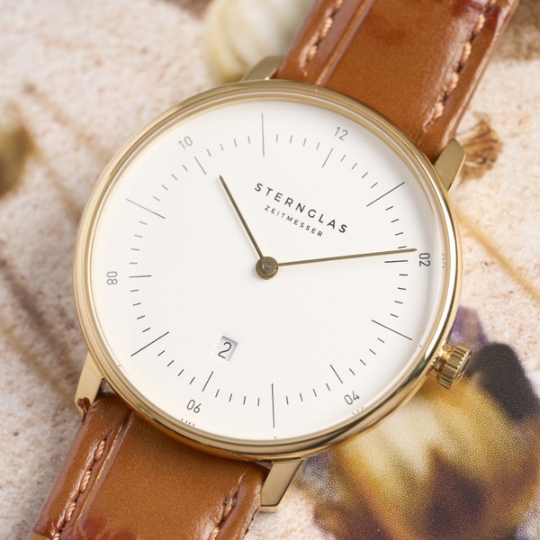 Sternglas Naos XS Gold Noble Dark Brown Leather S01-ND02-NB01 - 33mm