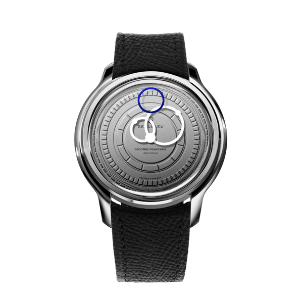 Beaubleu Seconde Française 20.24 Pearl Gray Grained Black Leather Strap - 39mm