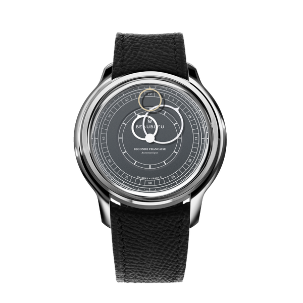 Beaubleu Seconde Française 19.24 Anthracite Gray Grained Black Leather Strap - 39mm