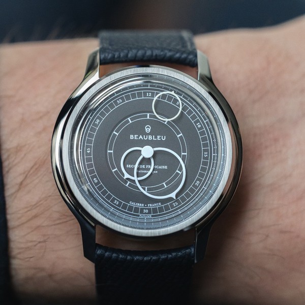 Beaubleu Seconde Française 19.24 Anthracite Gray Grained Black Leather Strap - 39mm