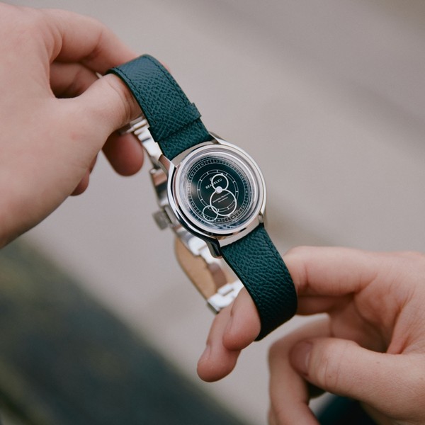 Beaubleu Seconde Française 19.24 Imperial Green Grained Black Leather Strap - 39mm