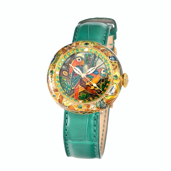Zannetti Discobolo Lady precious stones champlevé enamel green DSCLDJW.001 - 39mm