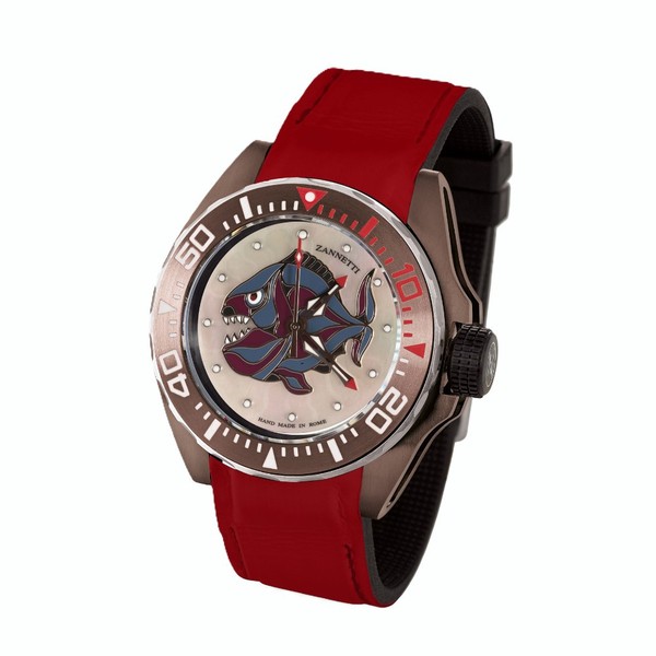 Zannetti Scuba Art Piranha Mid-Size – MoP & Brown PVD – Multicolor Dial WCIG018.PR014 - 41mm