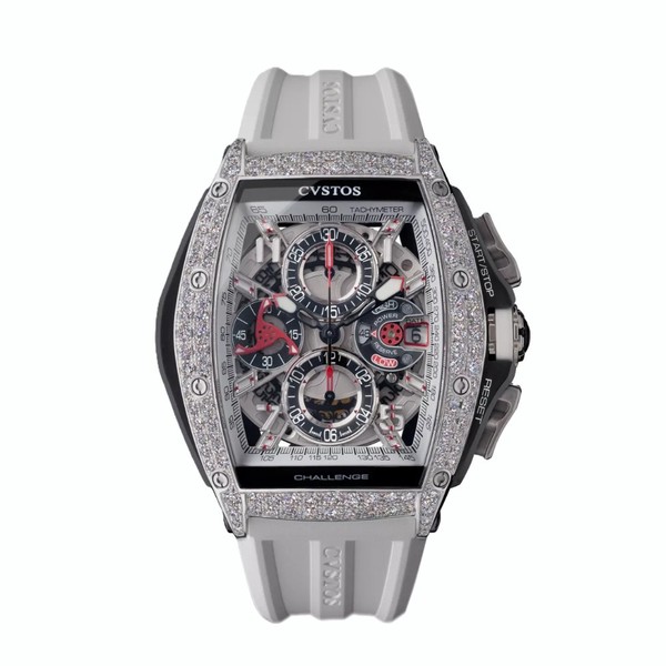CVSTOS Chrono Steel 2 Row Diamonds/White B00107.4102007 - 53.7 x 41 mm