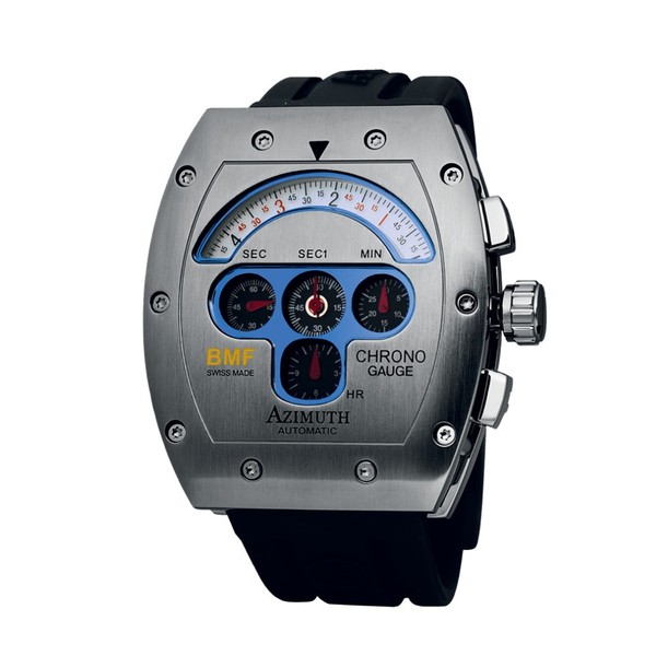 Azimuth Chrono-Gauge BMF Steel Black Dial - 43 x 50 mm