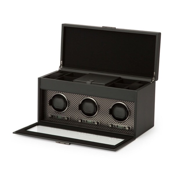 Wolf Axis Triple Watch Winder With Storage Powder Coat 469403
