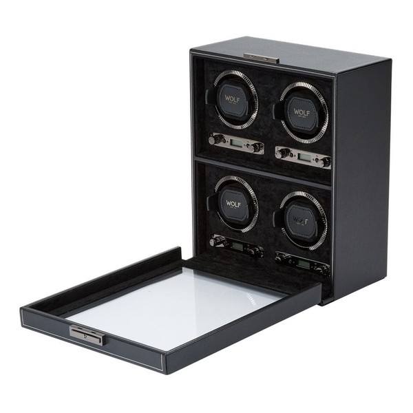 Wolf British Racing 4 Piece Watch Winder Black 793002