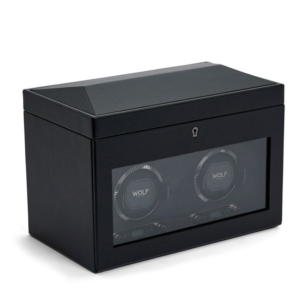 Wolf British Racing Double Watch Winder with Storage Black 792202