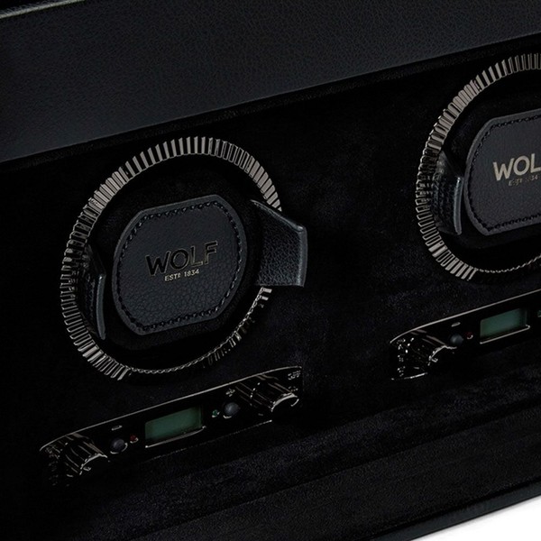 Wolf British Racing Double Watch Winder with Storage Black 792202