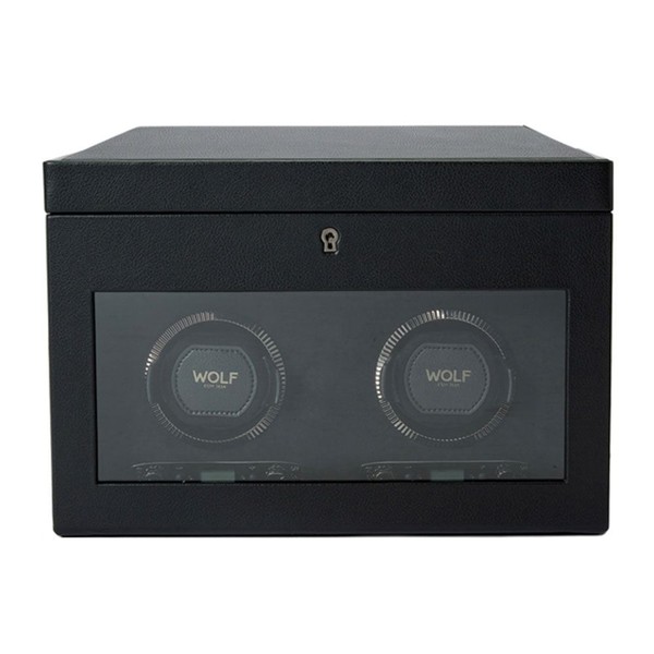 Wolf British Racing Double Watch Winder with Storage Black 792202