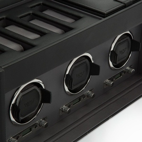 Wolf Classic Triple Watch Winder With Storage Black