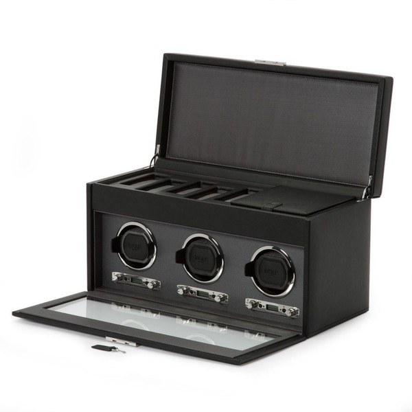 Wolf Classic Triple Watch Winder With Storage Black