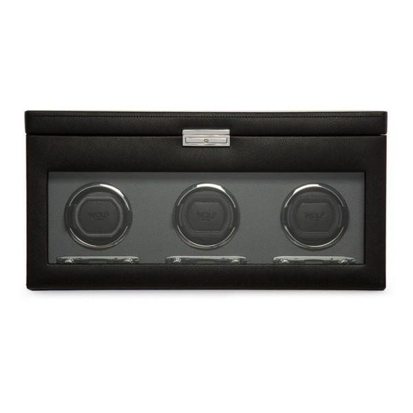 Wolf Classic Triple Watch Winder With Storage Black