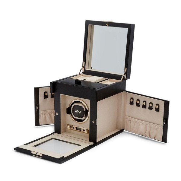 Wolf Palermo Single Watch Winder With Jewelry Storage Black Anthracite 213702
