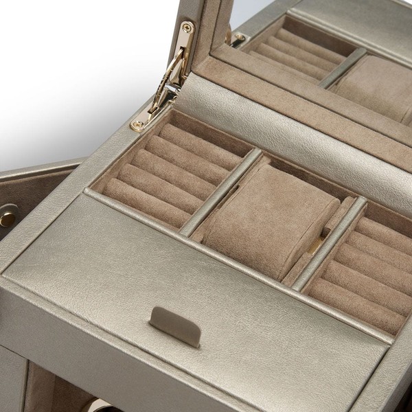 Wolf Palermo Single Watch Winder With Jewelry Storage Pewter 213778