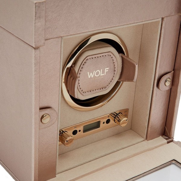 Wolf Palermo Single Watch Winder With Jewelry Storage Rose Gold 213716