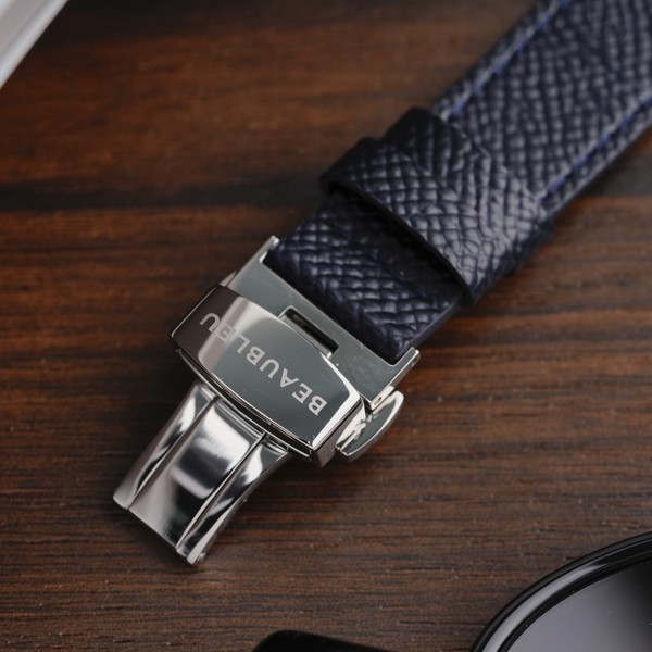 Beaubleu Seconde Française 19.24 Midnight Blue Grained Blue Leather Strap - 39mm