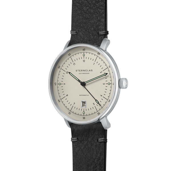 Sternglas Hamburg Pro Automatik Alabaster Leather Vintage nero S02-HP26-VI15 - 42mm