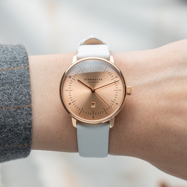 Sternglas Naos XS Edition Elyra Rosegold White Leather S01-NDE55-KL14 - 33mm