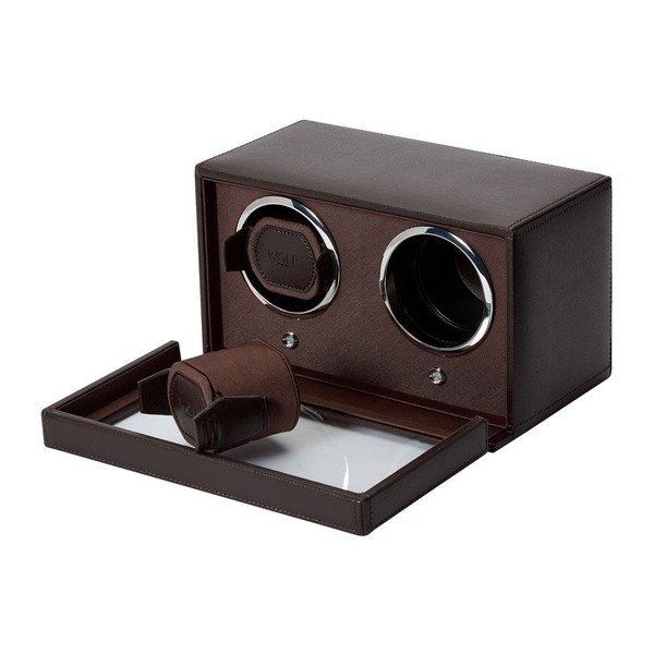 Wolf Cub Double Watch Winder With Cover Brown 461206