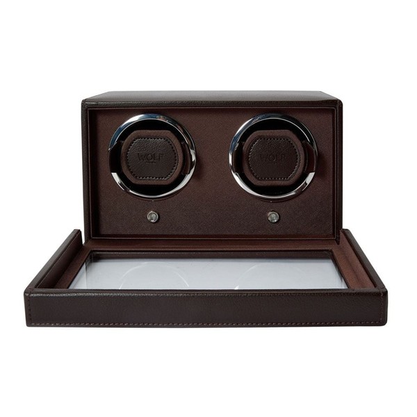 Wolf Cub Double Watch Winder With Cover Brown 461206