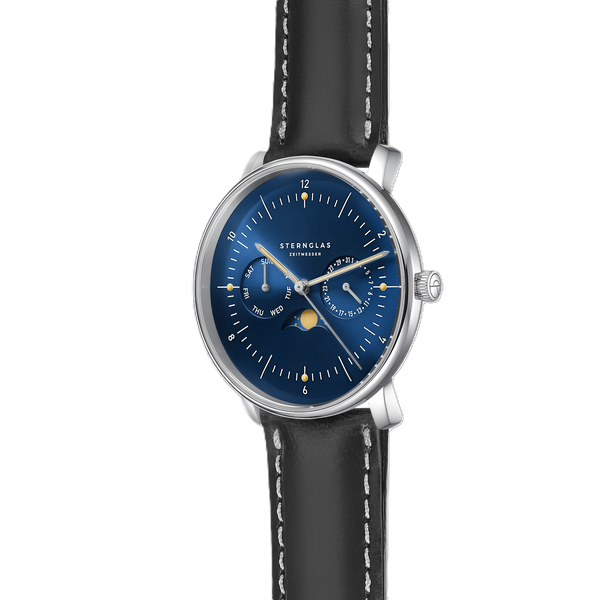 Sternglas Naos Moonphase Midnight Blue S01-NM06-BR02 - 38mm
