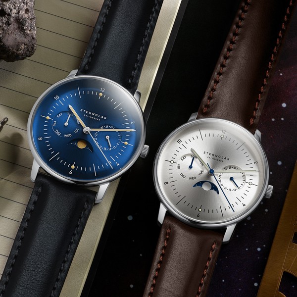 Sternglas Naos Moonphase Midnight Blue S01-NM06-BR02 - 38mm