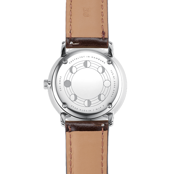 Sternglas Naos Moonphase Moon Silver S01-NM52-BR03 - 38mm